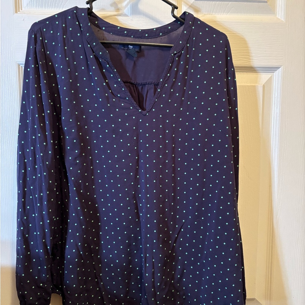 GAP Navy Blouse with Light turquoise Dots 🌻
